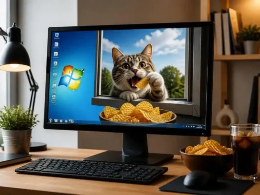 How to Find High Quality Fun Cat Eating Chips Through Windows 7 Wallpaper Designs